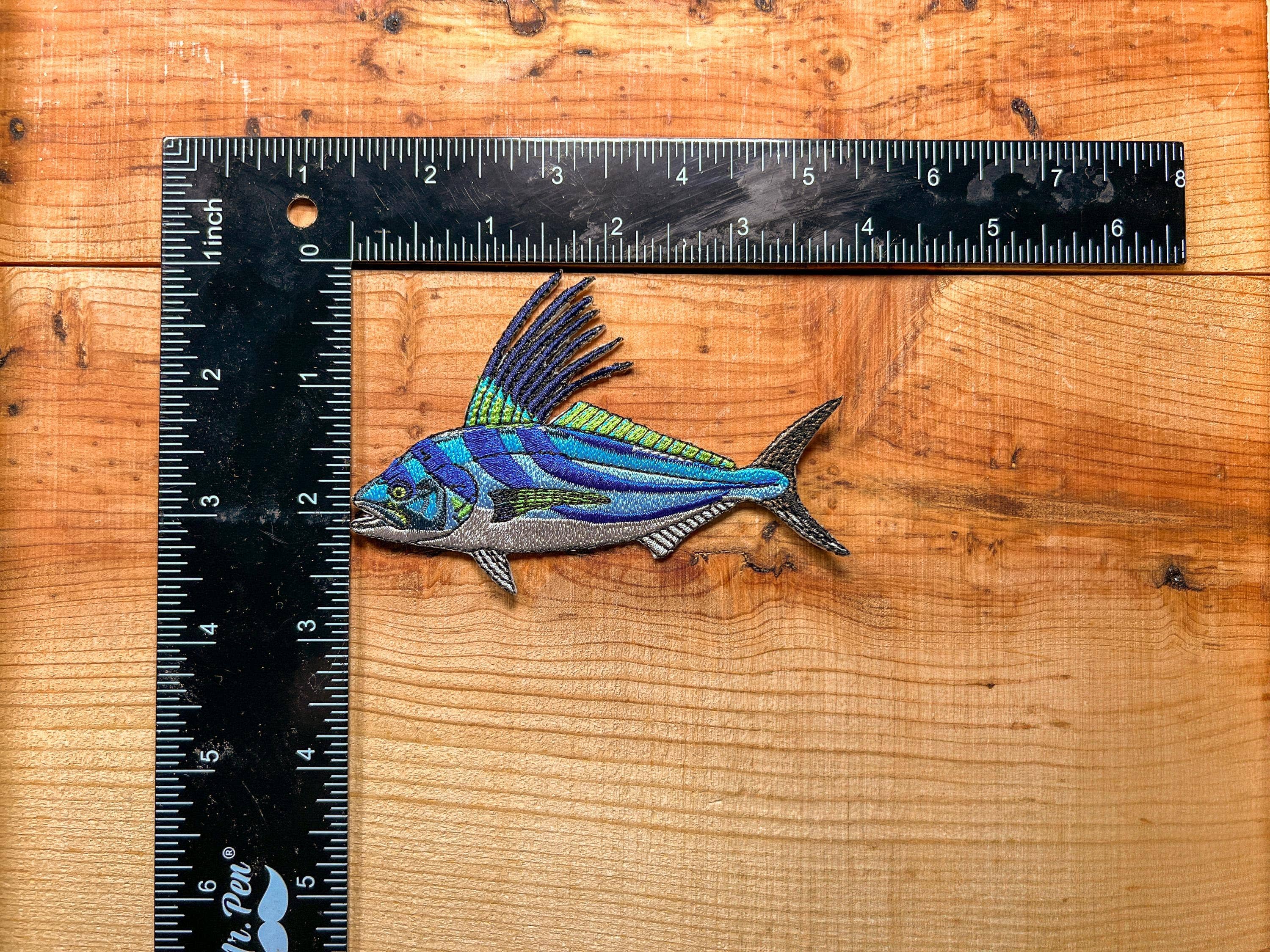 Roosterfish Embroidered Patch | 4 Inch Iron On Saltwater Fishing Patch for Jackets & Hats