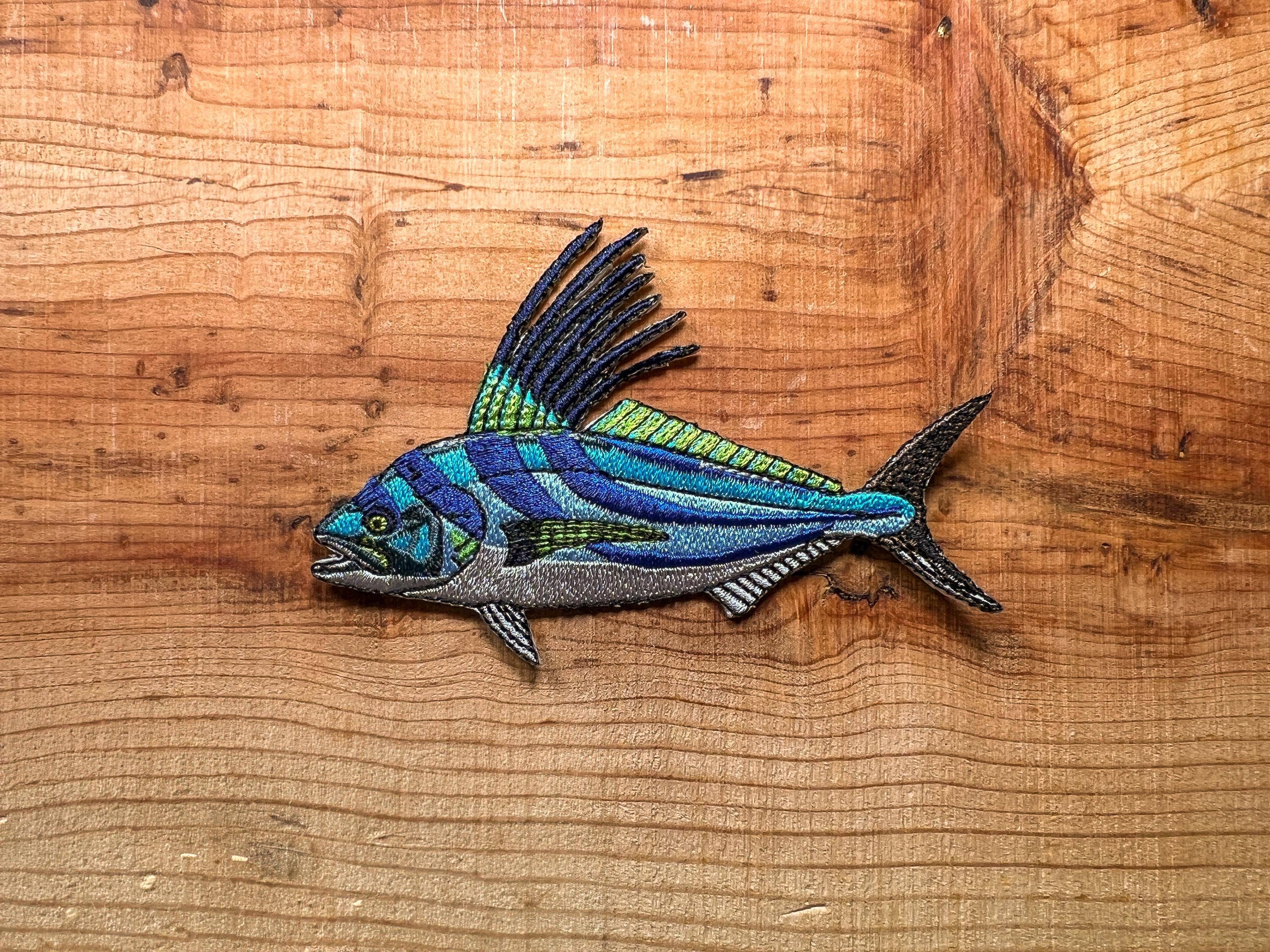 Roosterfish Embroidered Patch | 4 Inch Iron On Saltwater Fishing Patch for Jackets & Hats