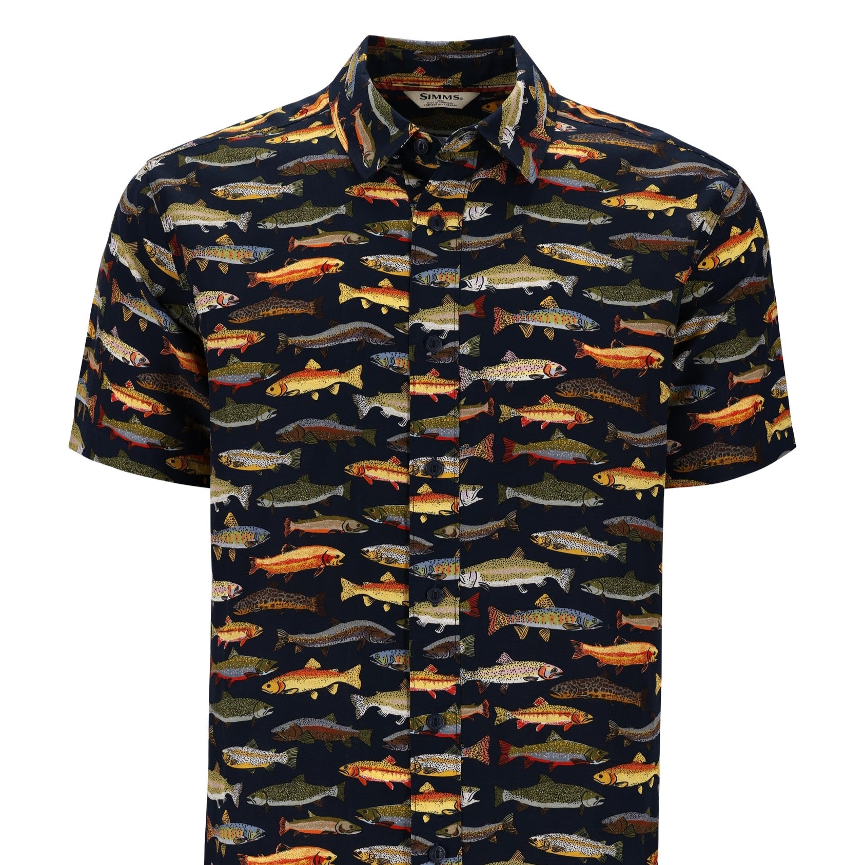 Simms M's Tailout SS Shirt - Natural - Trout Parade
