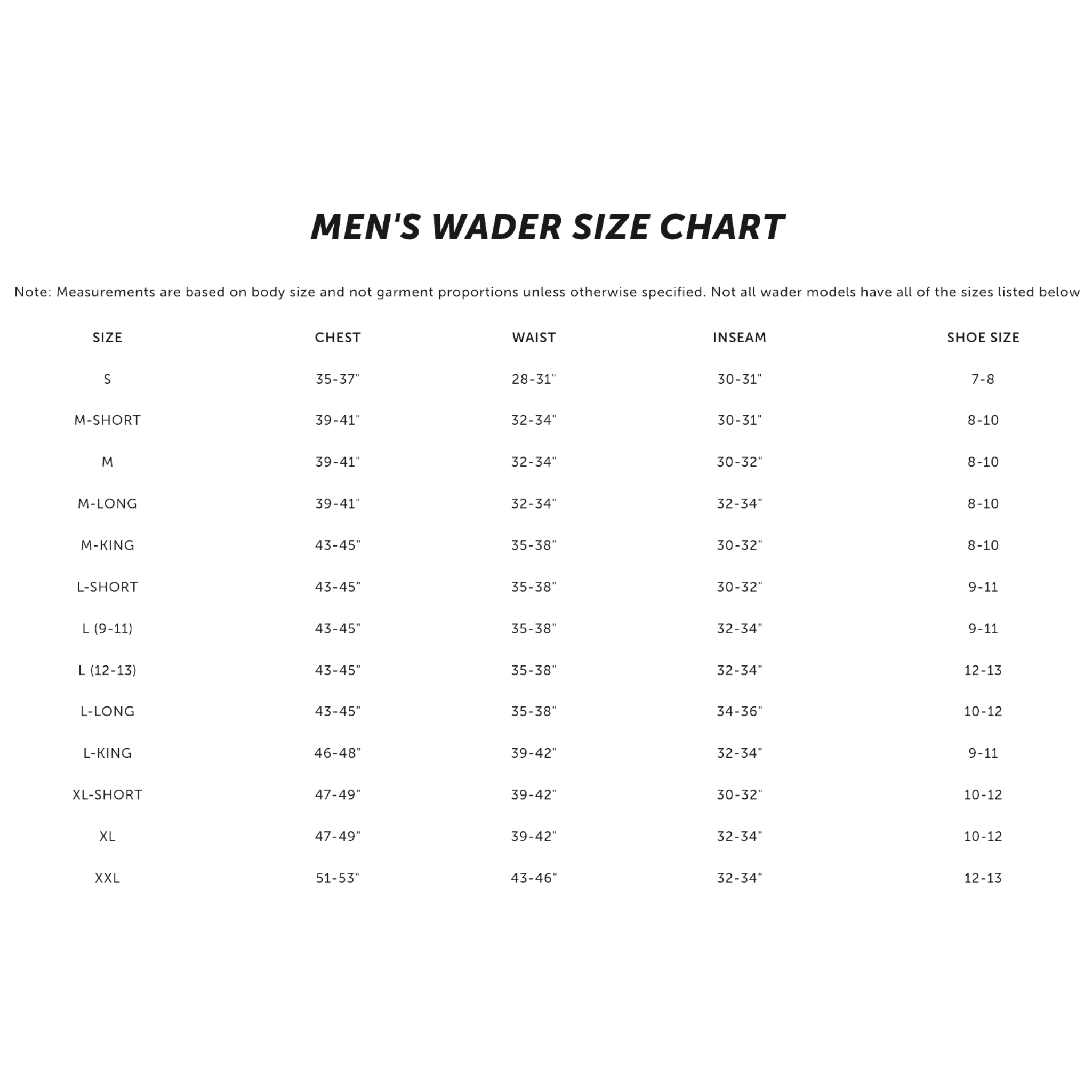 Size chart