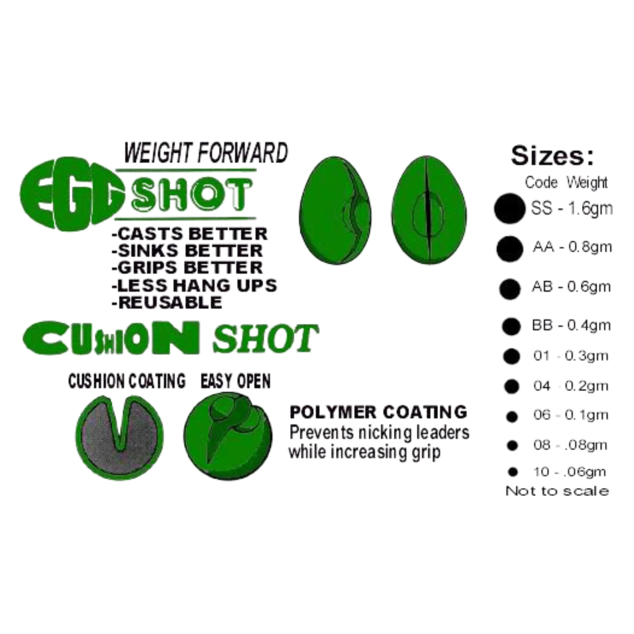 Dinsmore Green Egg Split Shot Selection